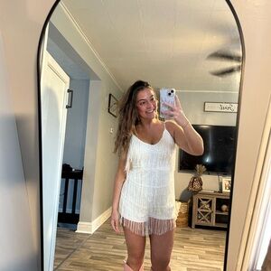 Shein white sequence fringe romper. Brand new tried on once!